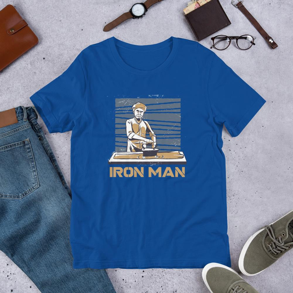 Iron Man Funny Half Sleeve T-Shirt — Blue