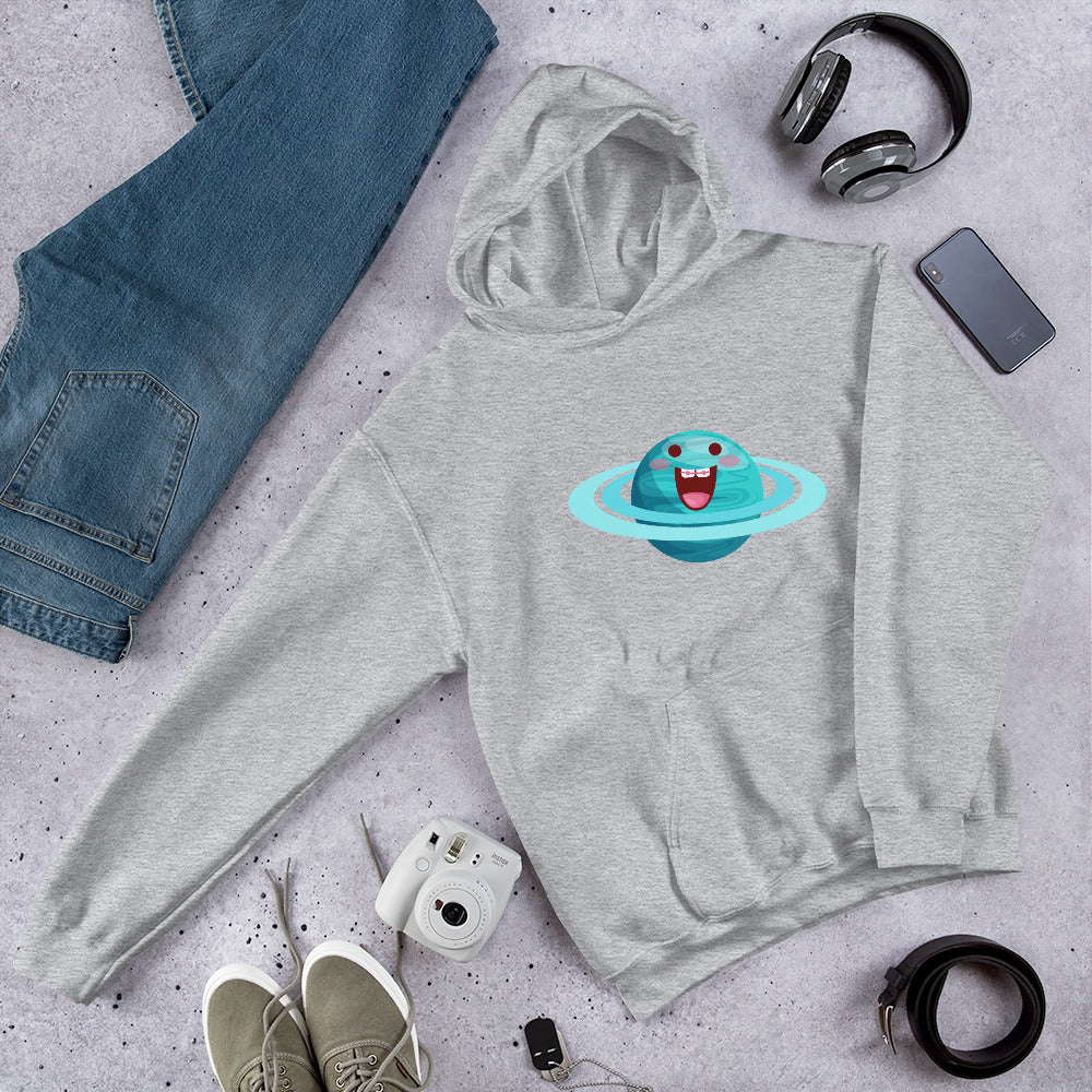 Uranus Cartoon Unisex Hooded Sweatshirt — Grey