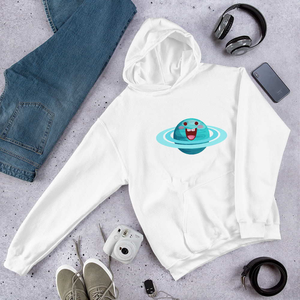 Uranus Cartoon Unisex Hooded Sweatshirt — White