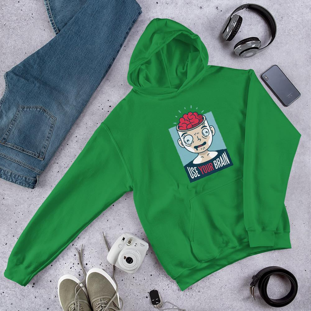 Use Your Brain Unisex Hooded Sweatshirt — Green
