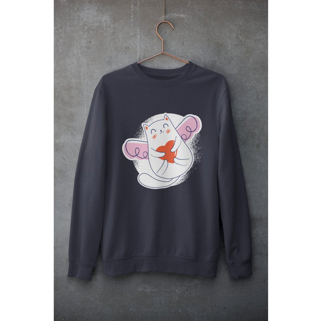 Valentine Cat Unisex Sweatshirt — Navy