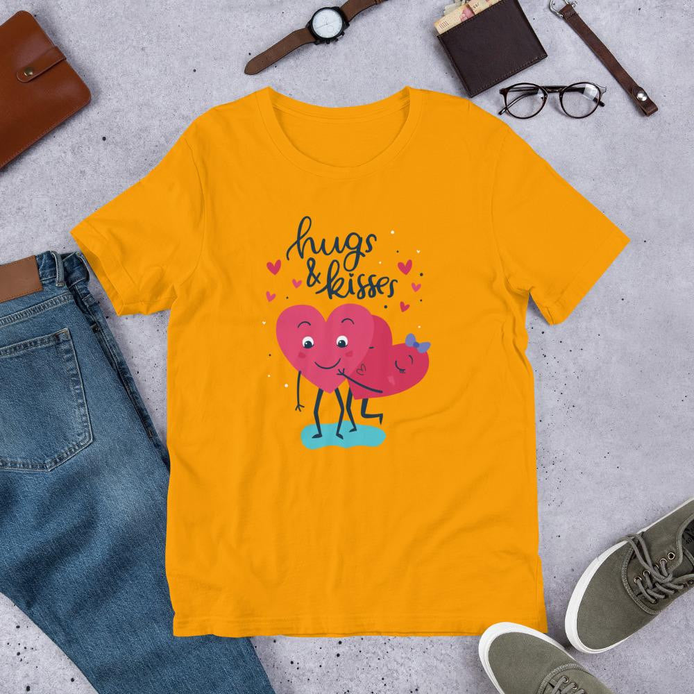Hugs & Kisses Half Sleeve T-Shirt — Gold