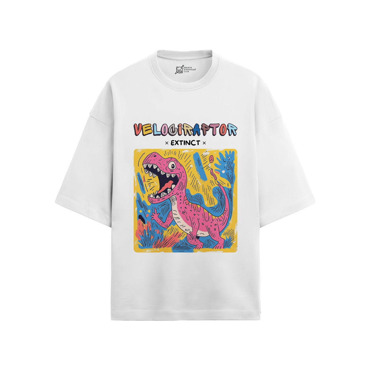 French terry oversized t-shirt with Velociraptor print
