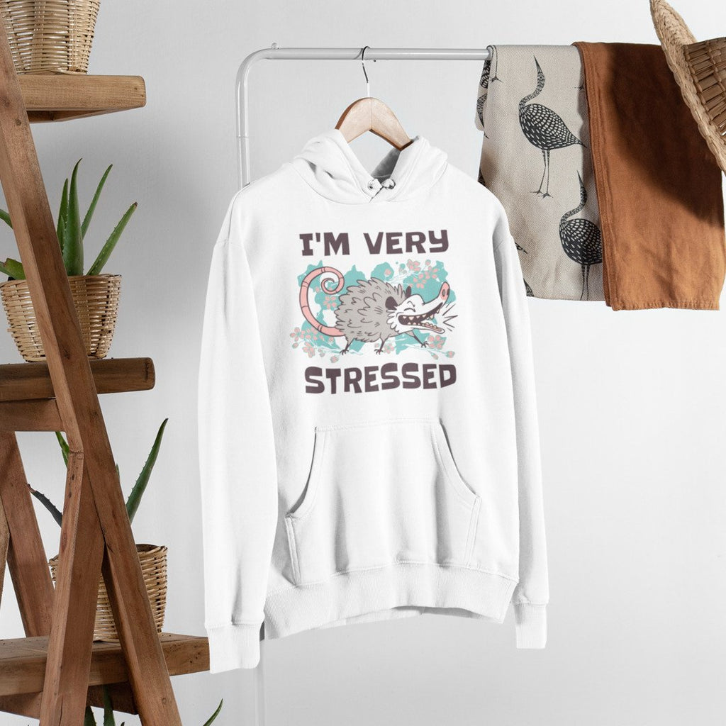 Very Stressed Unisex Hooded Sweatshirt — White