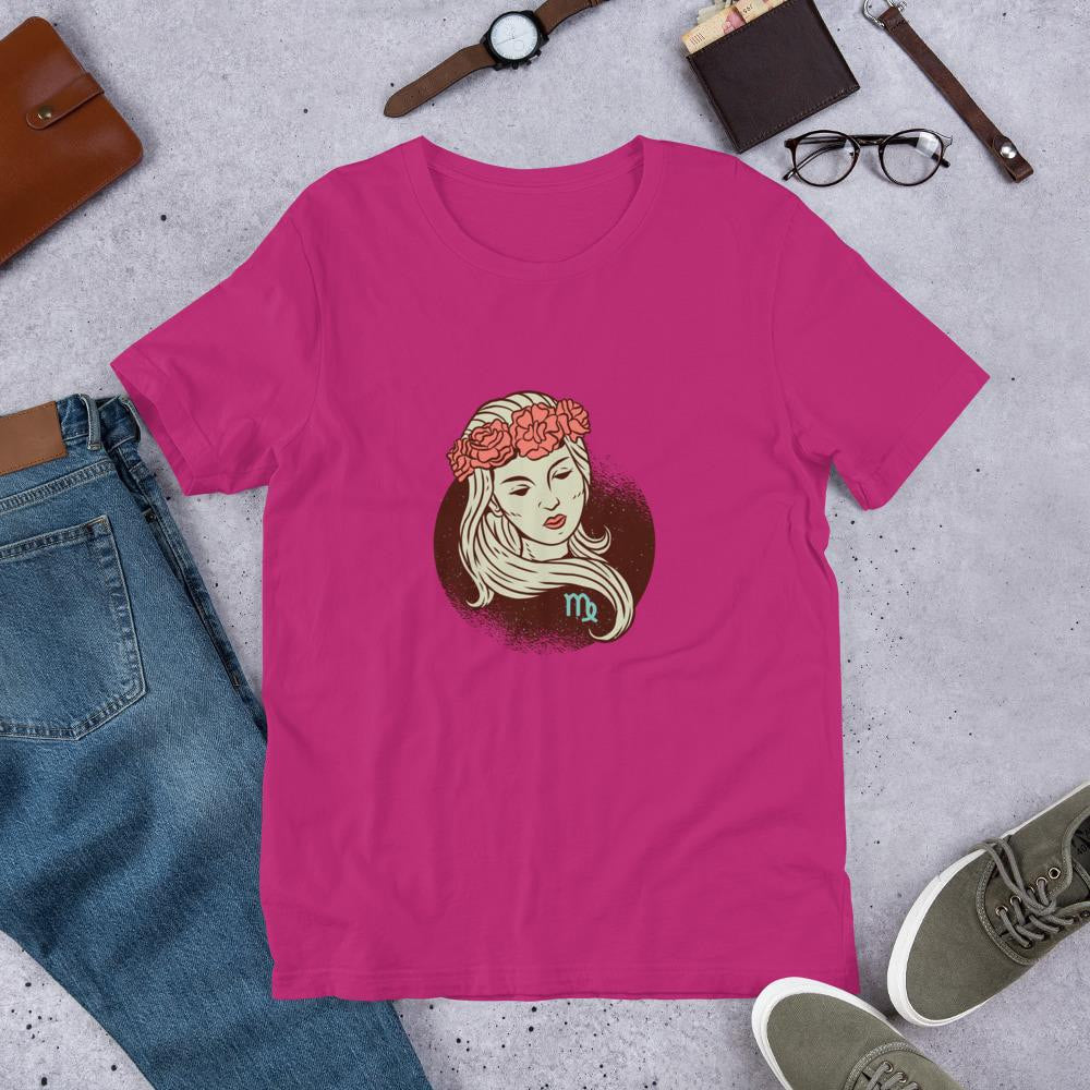 Virgo Zodiac Half Sleeve T-Shirt — Pink