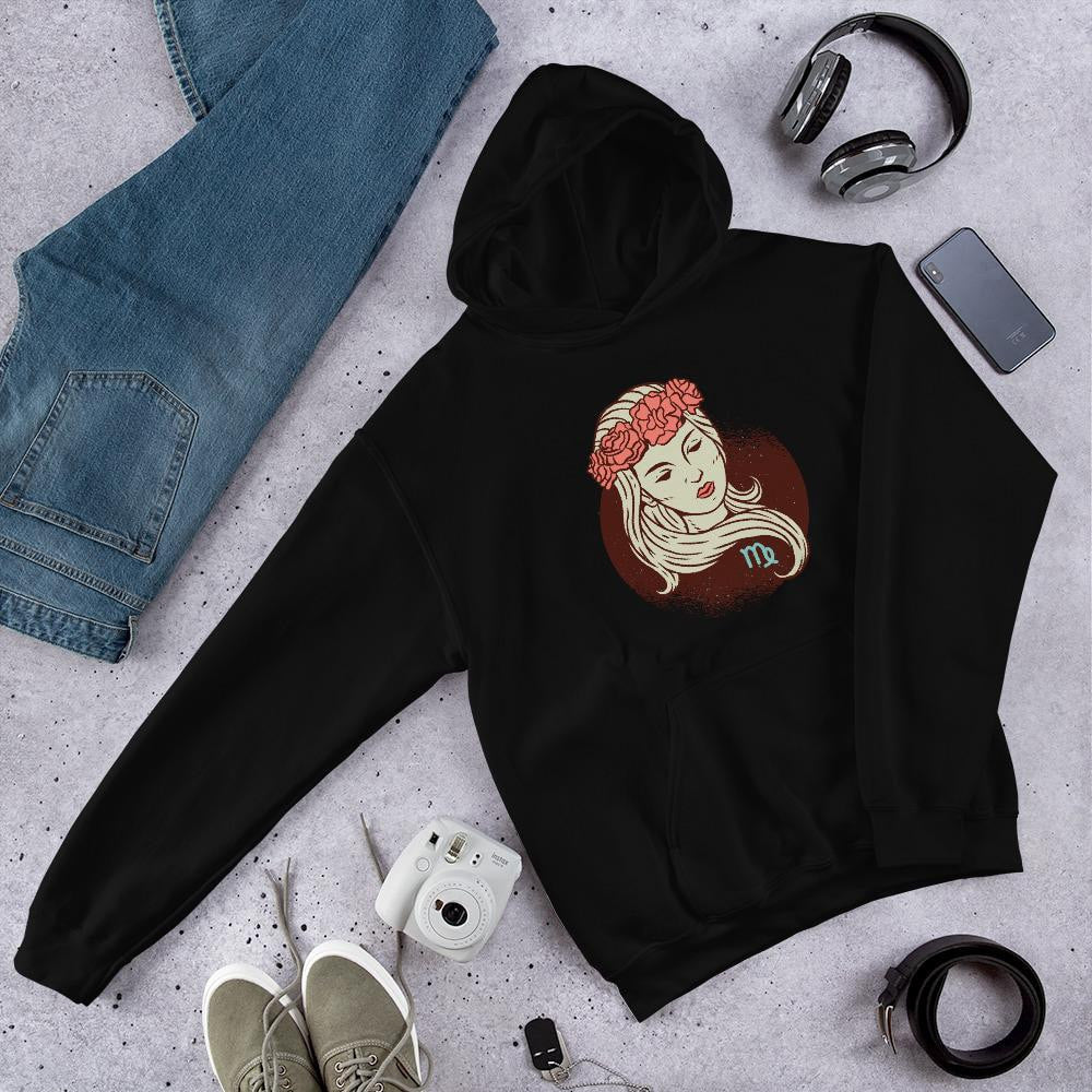 Virgo Zodiac Unisex Hooded Sweatshirt — Black