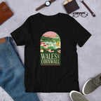 Wales & Cornwall Half Sleeve T-Shirt — Black