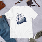 Forest Wolf Half Sleeve T-Shirt — White