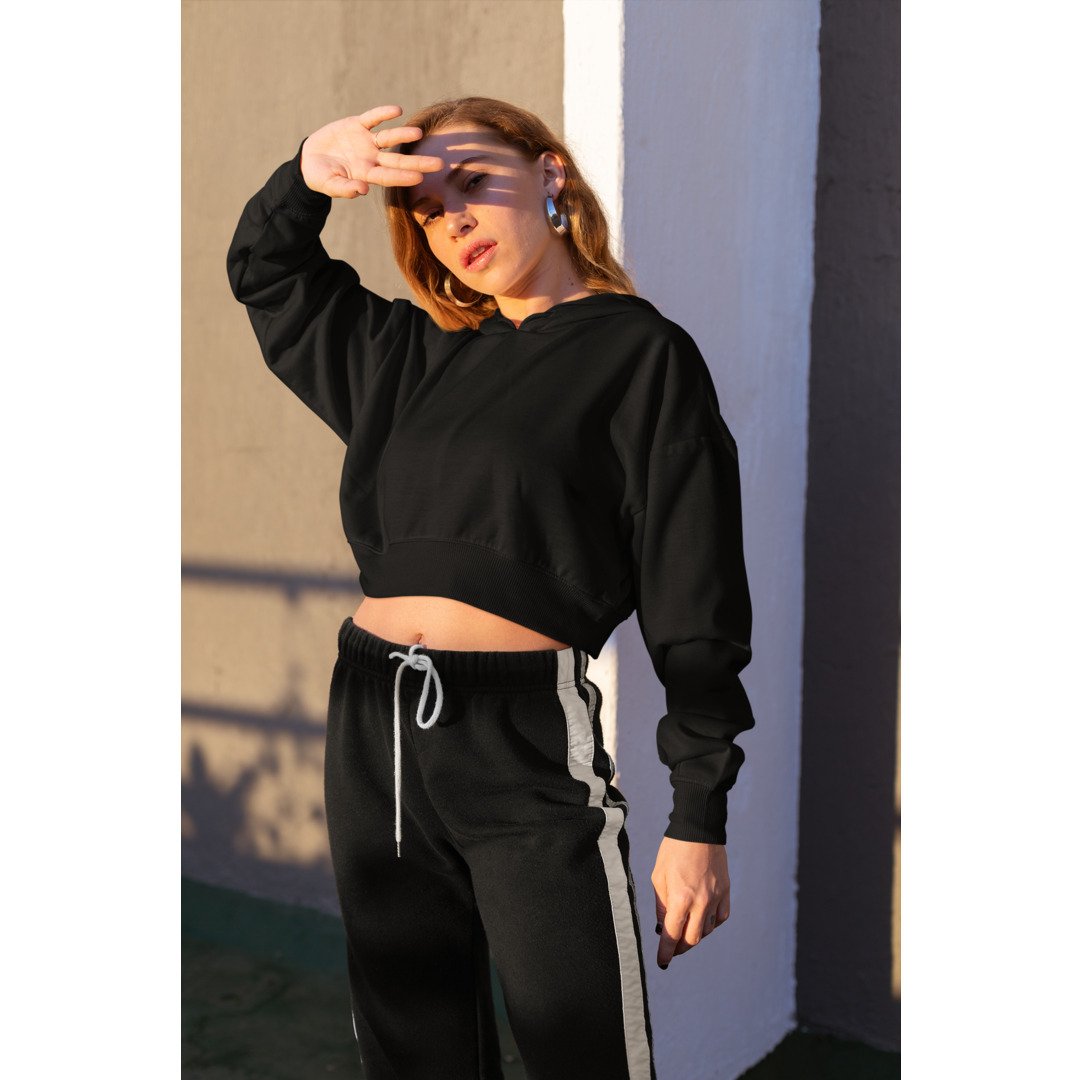 Timeless Crop Hoodies — Black