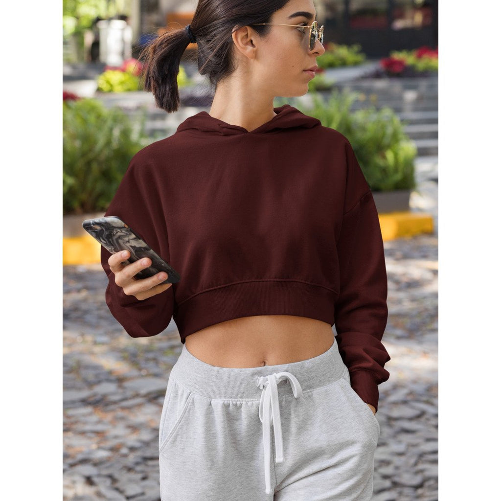 Timeless Crop Hoodies — Maroon