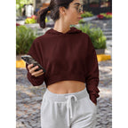 Timeless Crop Hoodies — Maroon