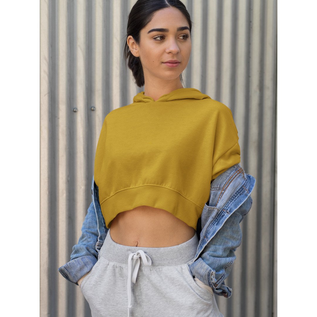 Timeless Crop Hoodies — Mustard