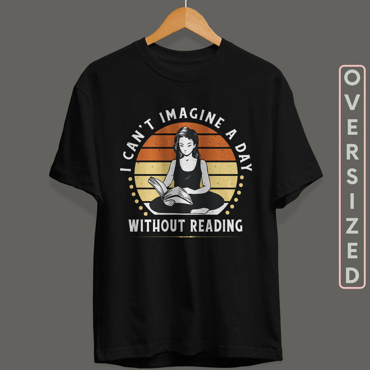 Girl Reading Books Unisex Oversized T-Shirt