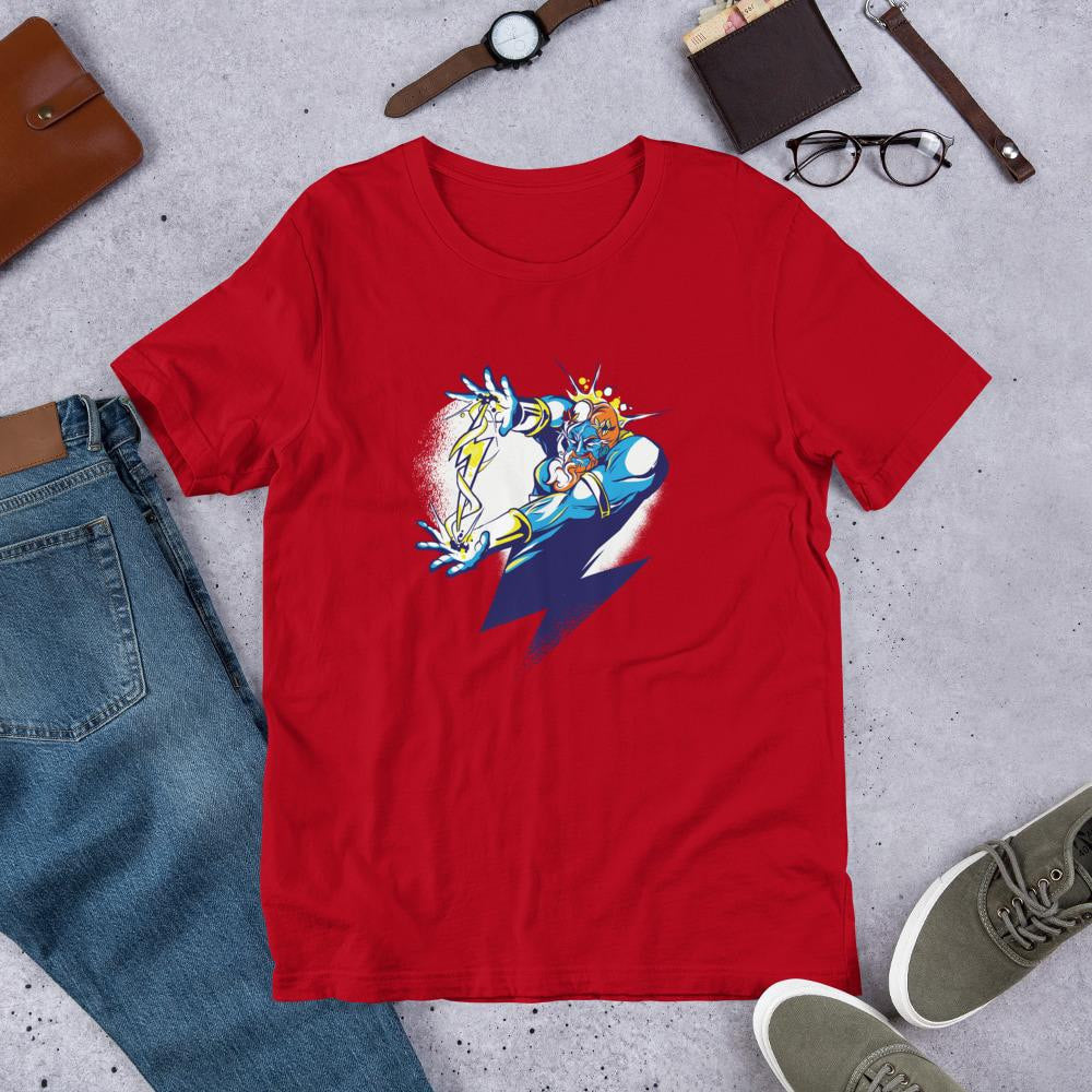 Zeus Cartoon Half Sleeve T-Shirt — Red