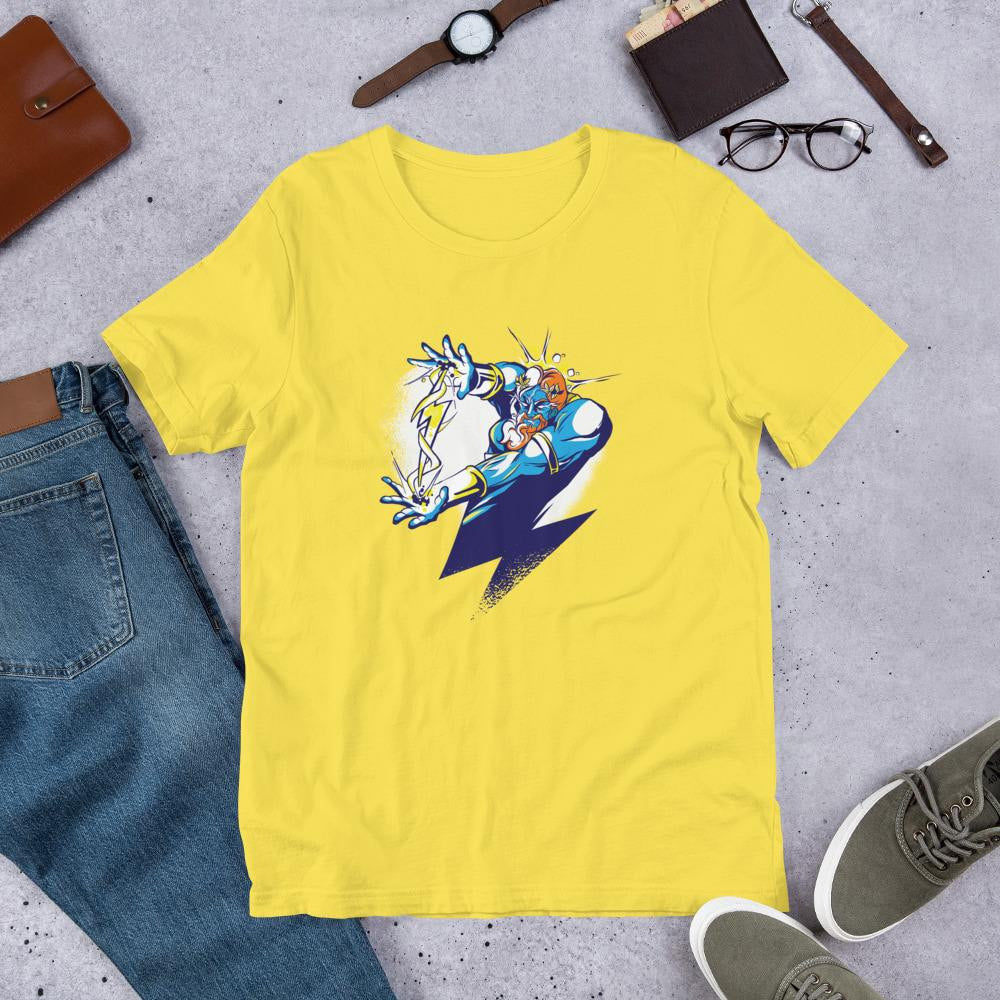 Zeus Cartoon Half Sleeve T-Shirt — Yellow