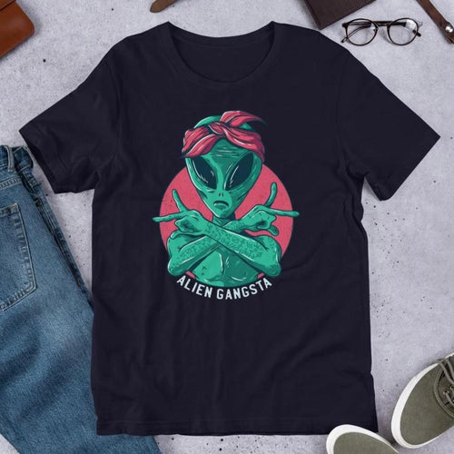Alien Gangsta Half Sleeve T-Shirt — Navy