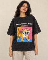 Saber-toothed Tiger Acid Wash Oversized T-Shirt #AncientArchives