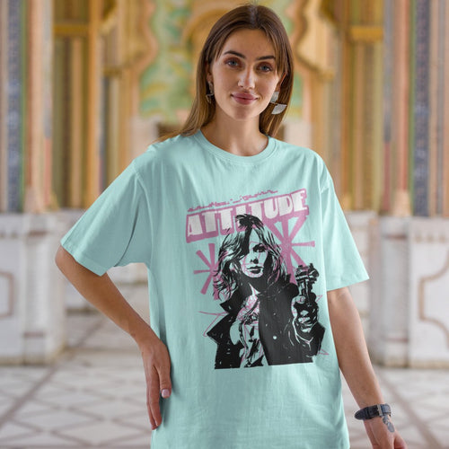 Cotton oversized t-shirt with Attitude print