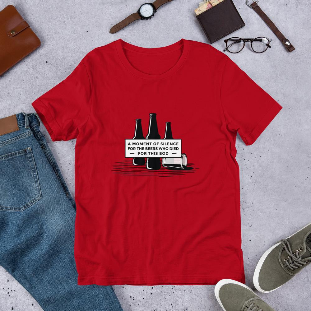 Beer Quote Half Sleeve T-Shirt — Red