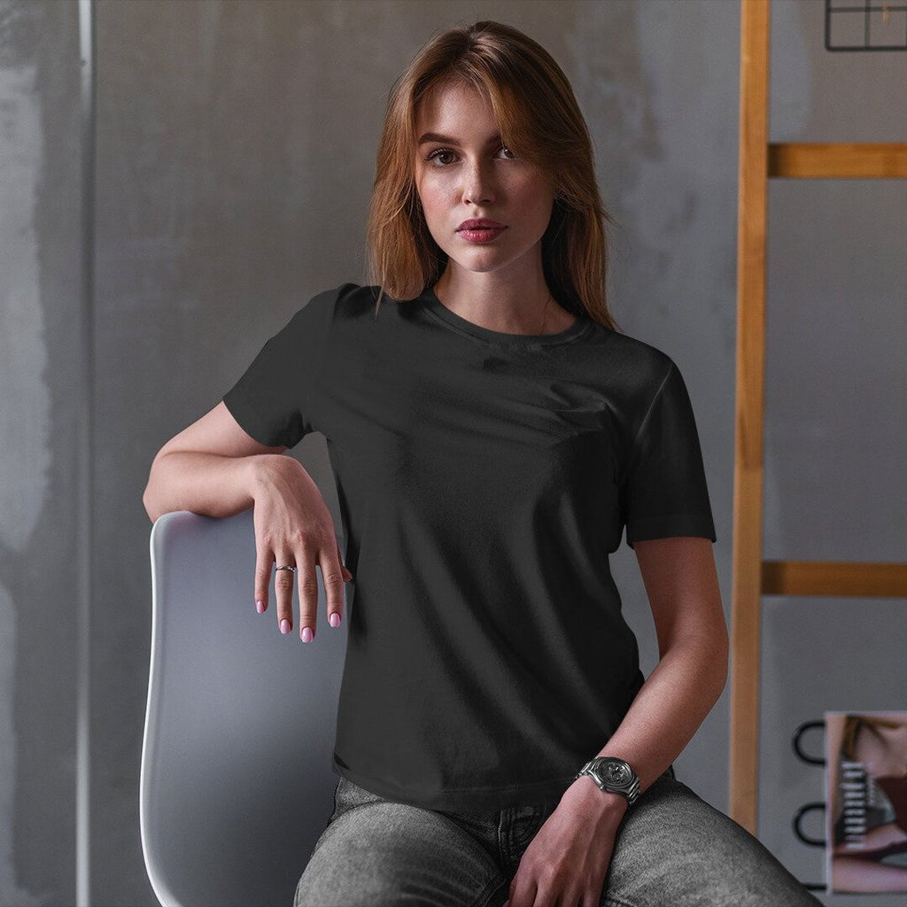 Women's Plain Half Sleeve T-Shirt — Black