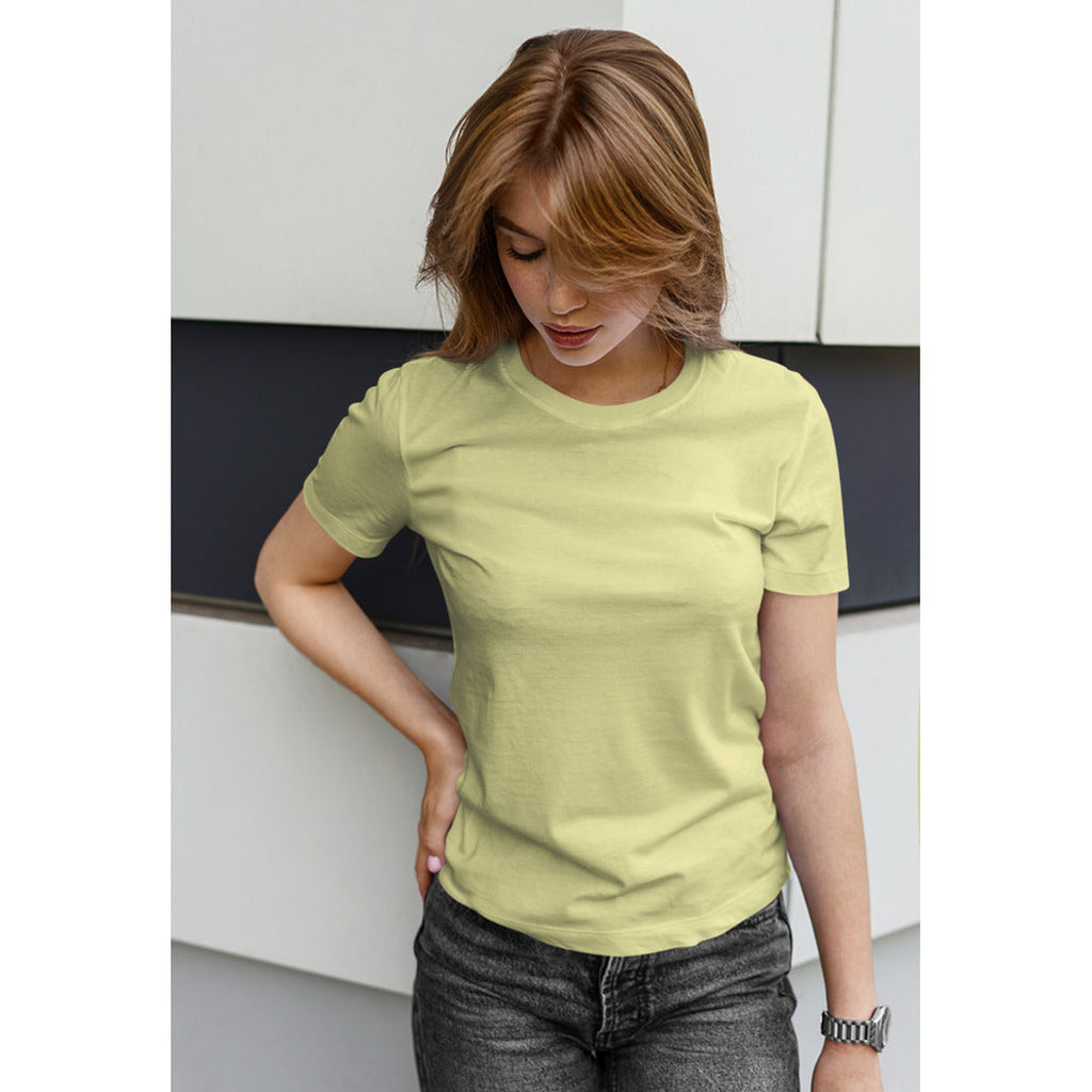 Women's Plain Half Sleeve T-Shirt — Butter Yellow