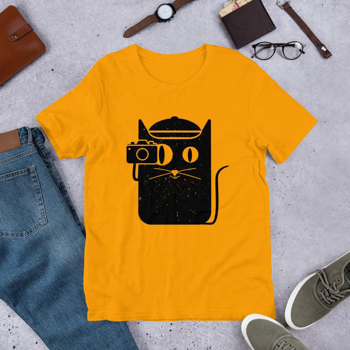 Cat and Camera Half Sleeve T-Shirt