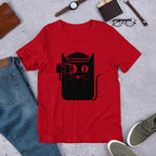 Cat and Camera Half Sleeve T-Shirt — Red
