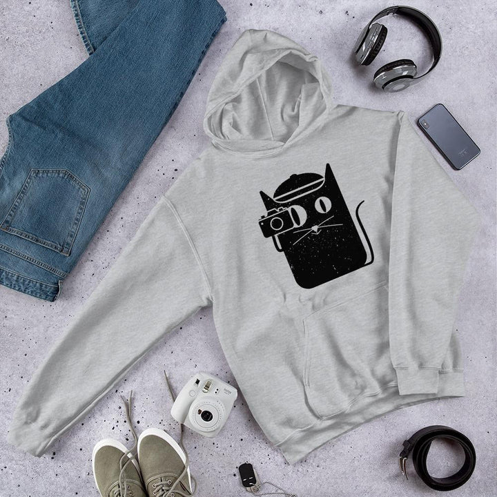 Cat and Camera Unisex Hooded Sweatshirt