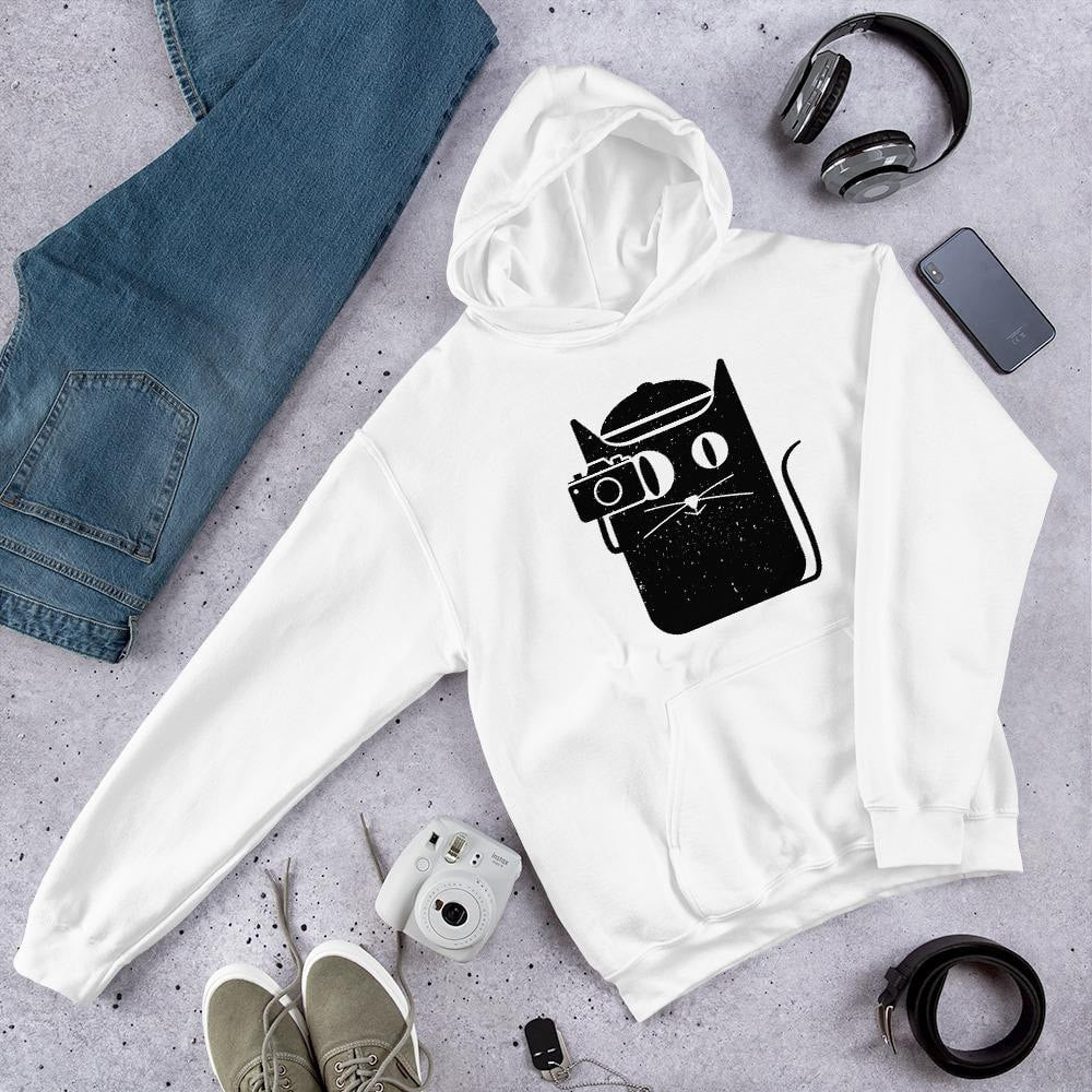Cat and Camera graphic hoodie – Fourth Dimension Club