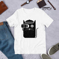 Cat and Camera Half Sleeve T-Shirt — White