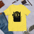 Cat and Camera Half Sleeve T-Shirt — Yellow
