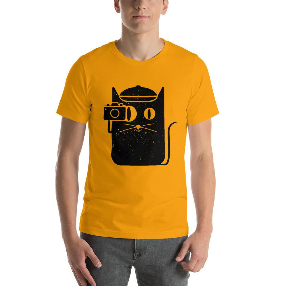 Cat and Camera Half Sleeve T-Shirt