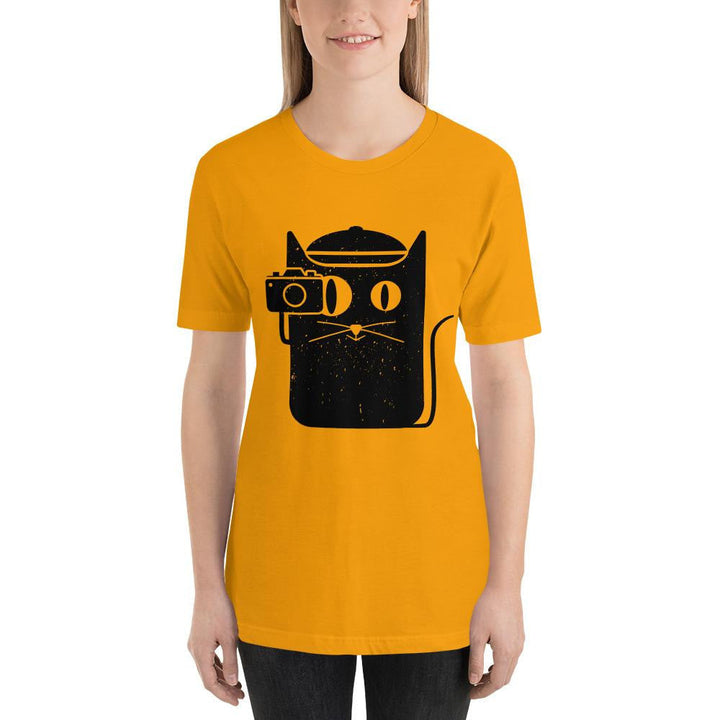 Cat and Camera Half Sleeve T-Shirt
