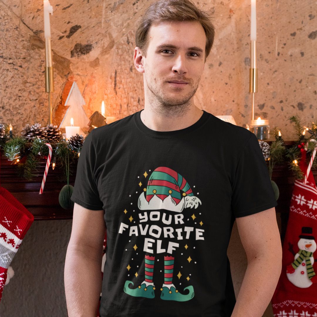 Cotton t-shirt with Christmas Elf print