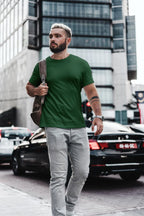 Men/Unisex Plain Half Sleeve T-Shirt — Dark Green