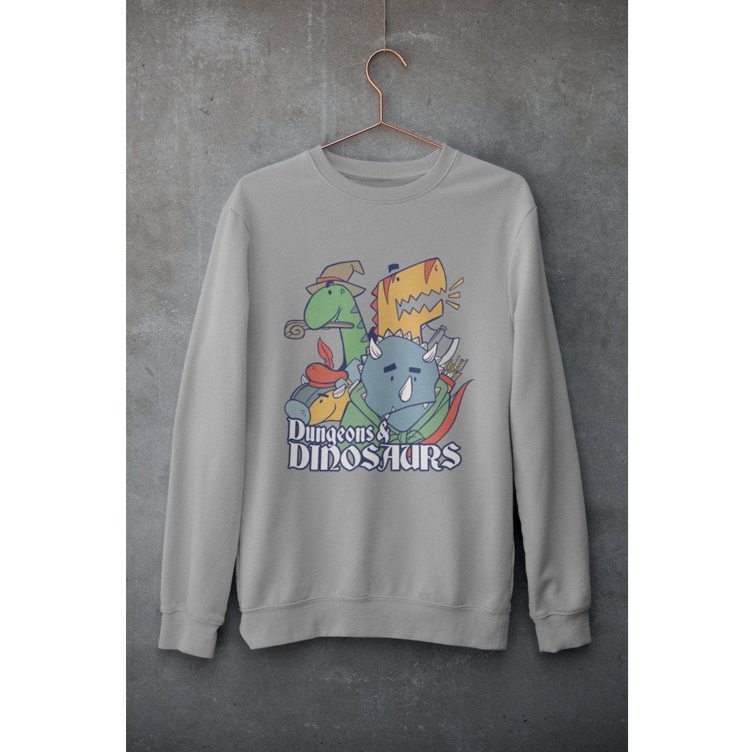 Dungeons & Dinosaurs Unisex Sweatshirt — Grey