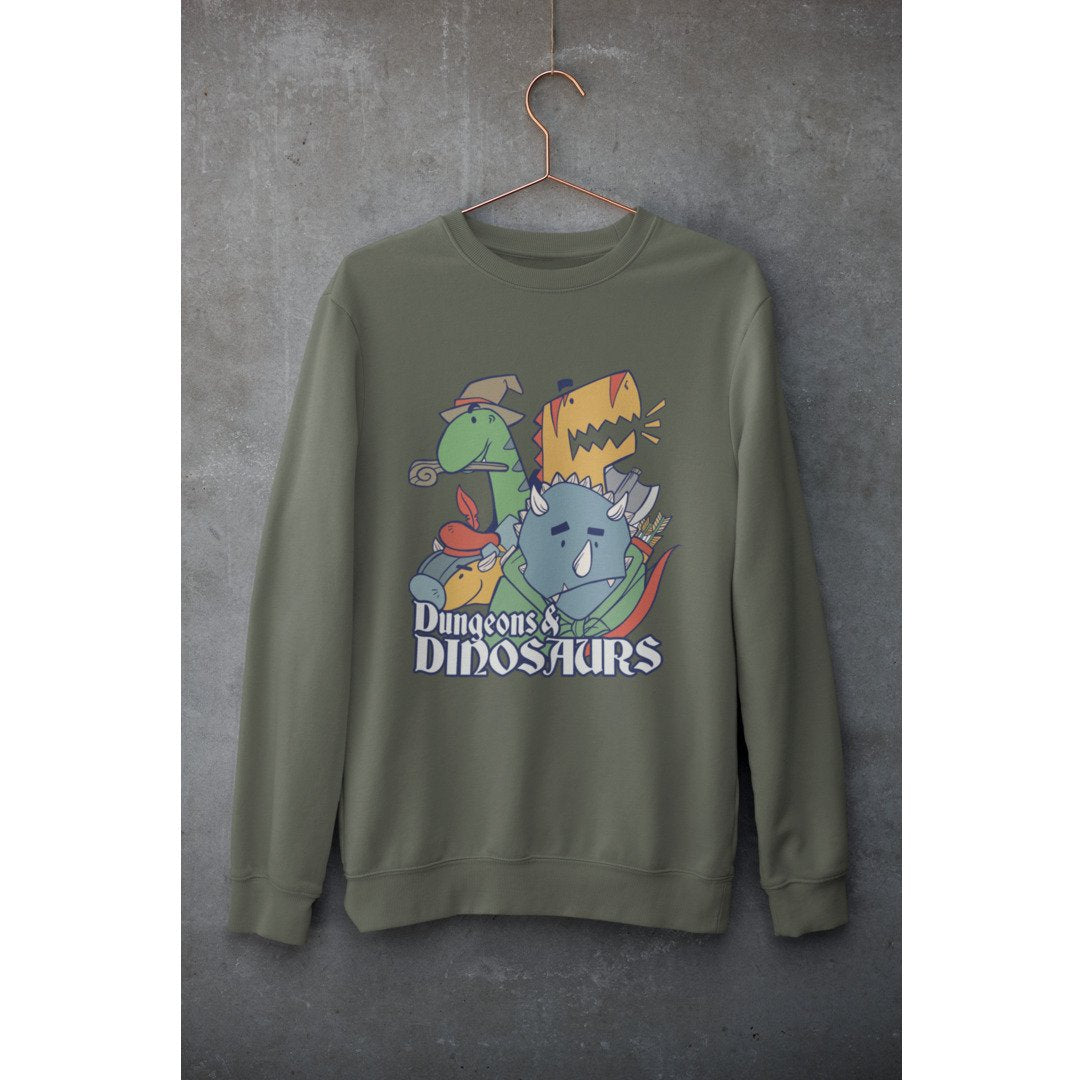 Dungeons & Dinosaurs Unisex Sweatshirt — Olive