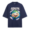 French terry oversized t-shirt with Earth print