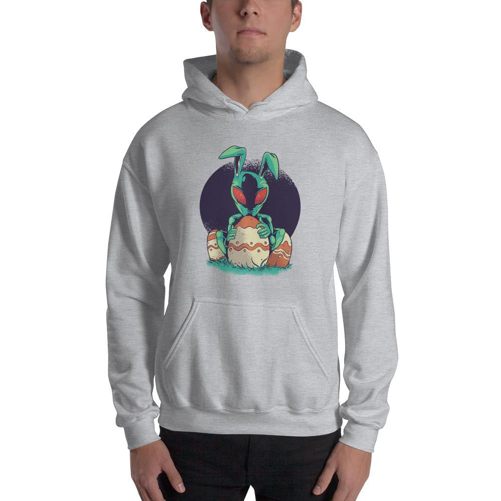 Easter Alien Unisex Hooded Sweatshirt — detail view 2