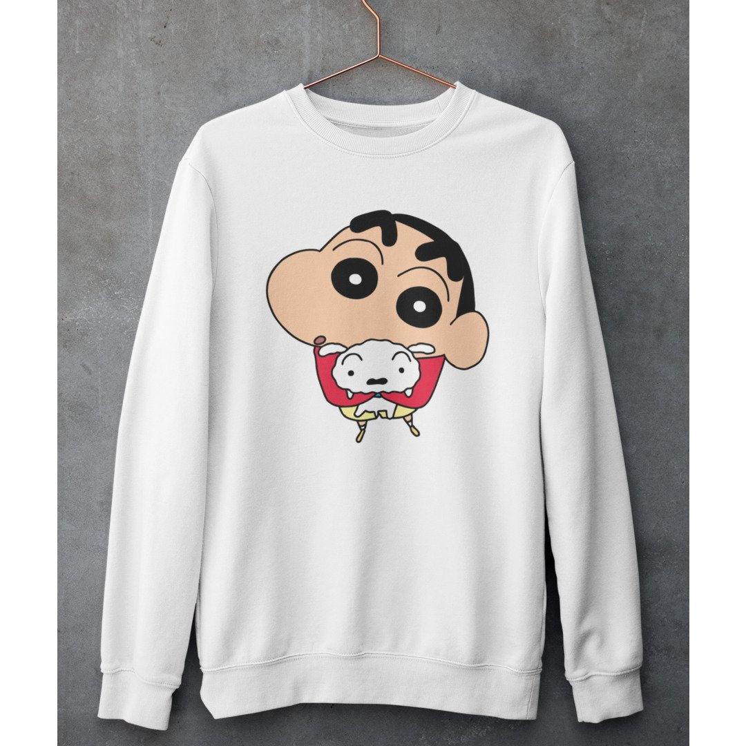Shinchan With Shiro Unisex Sweatshirt — White