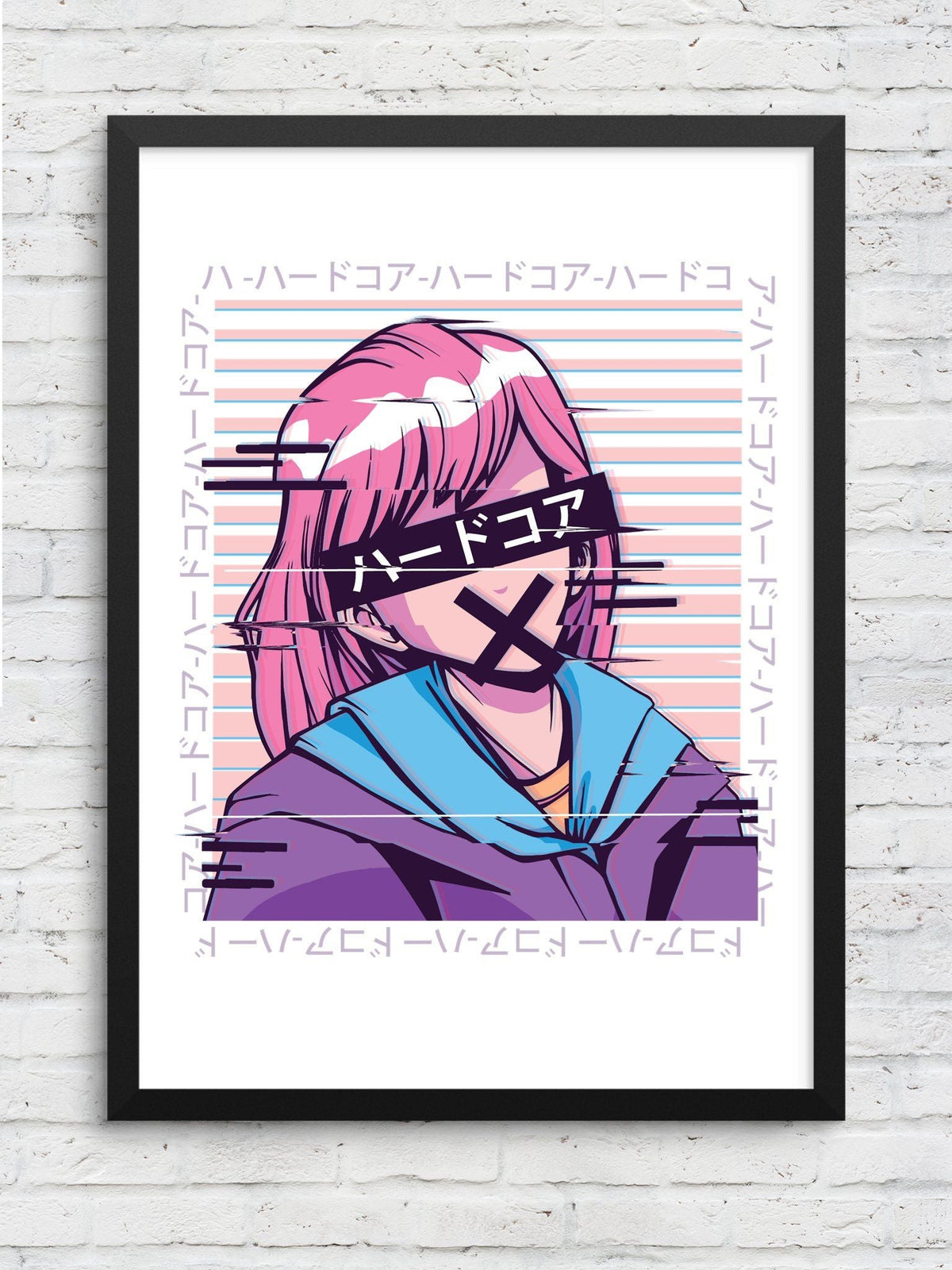 Glitch Anime Girl framed poster – Fourth Dimension Club