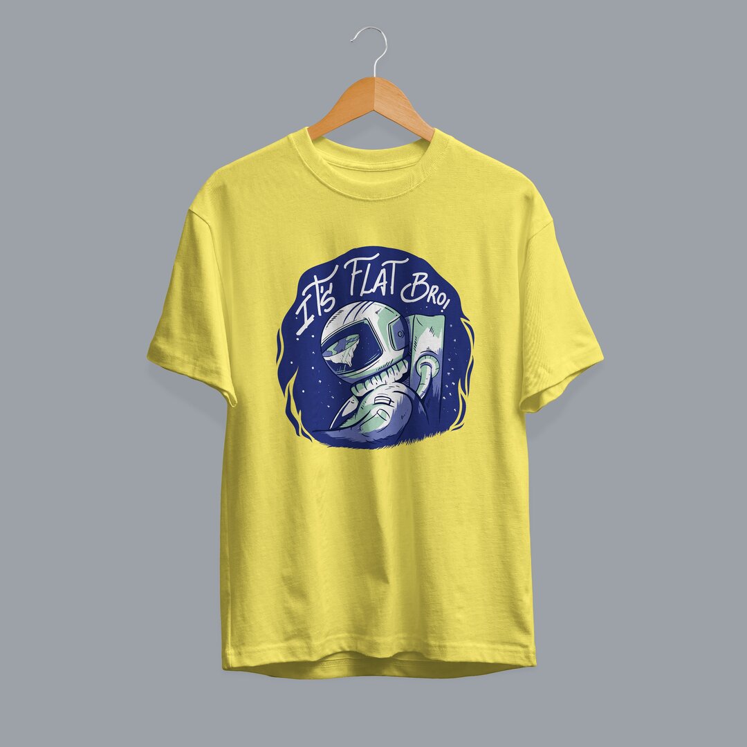 Flat Earth Half-Sleeve T-Shirt — Yellow