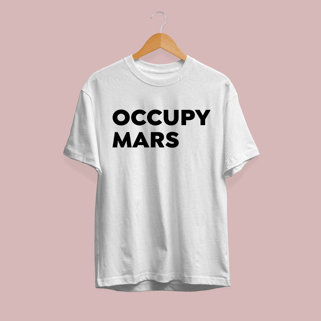 Occupy Mars Half Sleeve T-Shirt — White