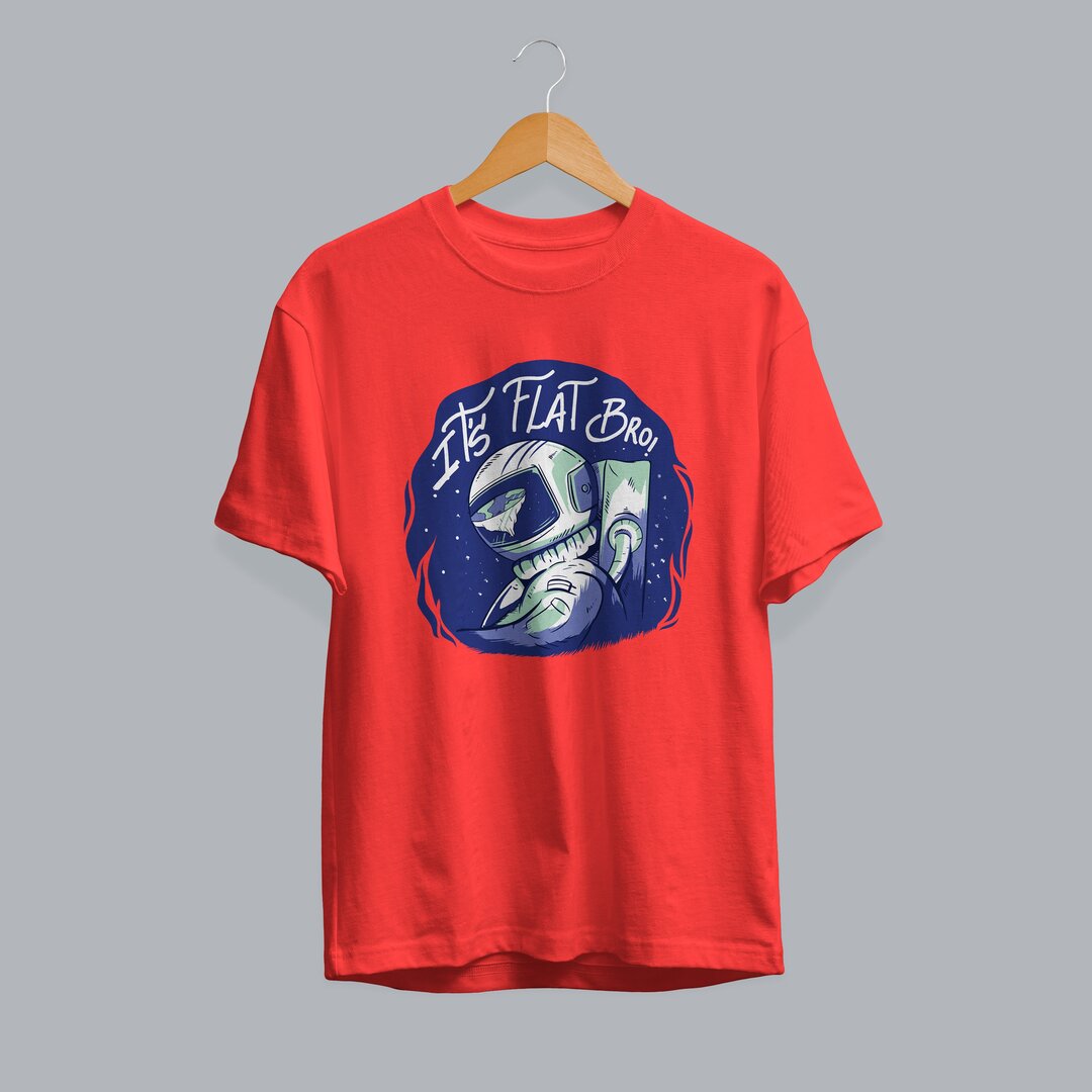 Flat Earth Half-Sleeve T-Shirt — Red