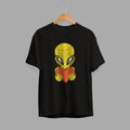 Alien With Heart Half-Sleeve T-Shirt — Black