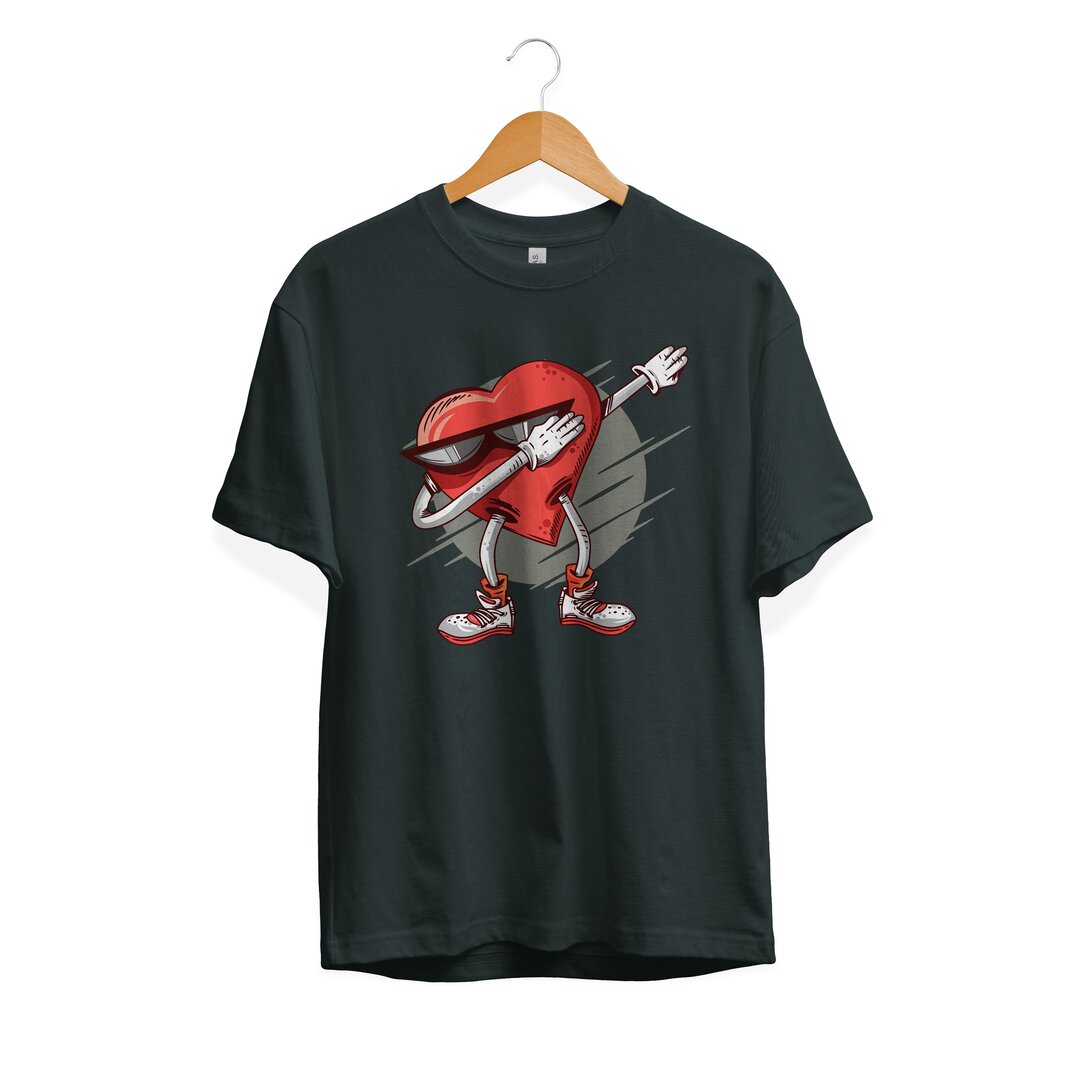Dabbing Heart Half Sleeve T-Shirt — Men (2)
