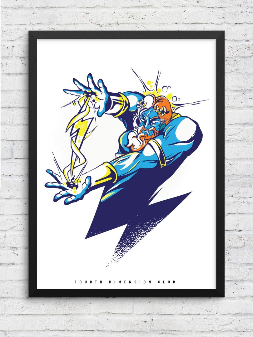 Zeus Cartoon framed poster – Fourth Dimension Club