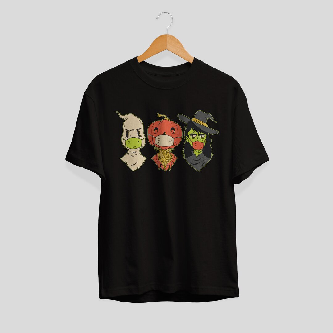 Halloween Creatures 2020 Unisex Half Sleeve T-Shirt — Black