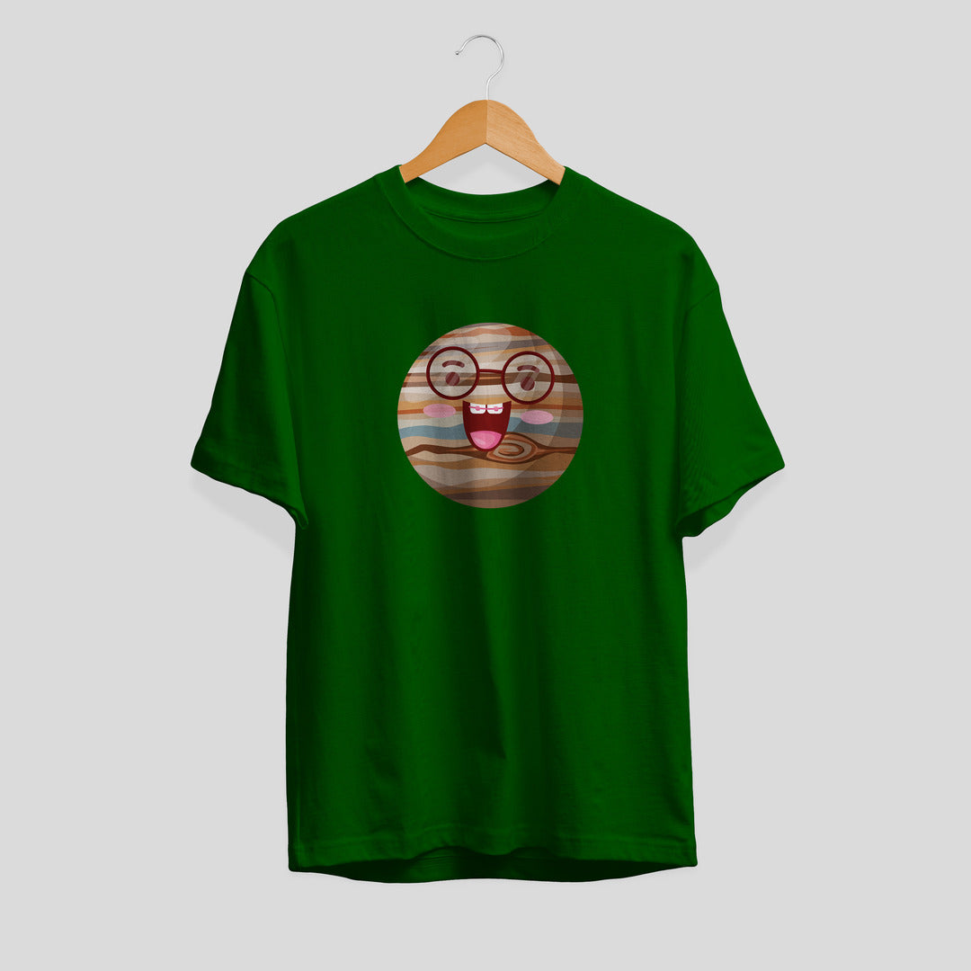 Jupiter Cartoon Half-Sleeve T-Shirt — Green