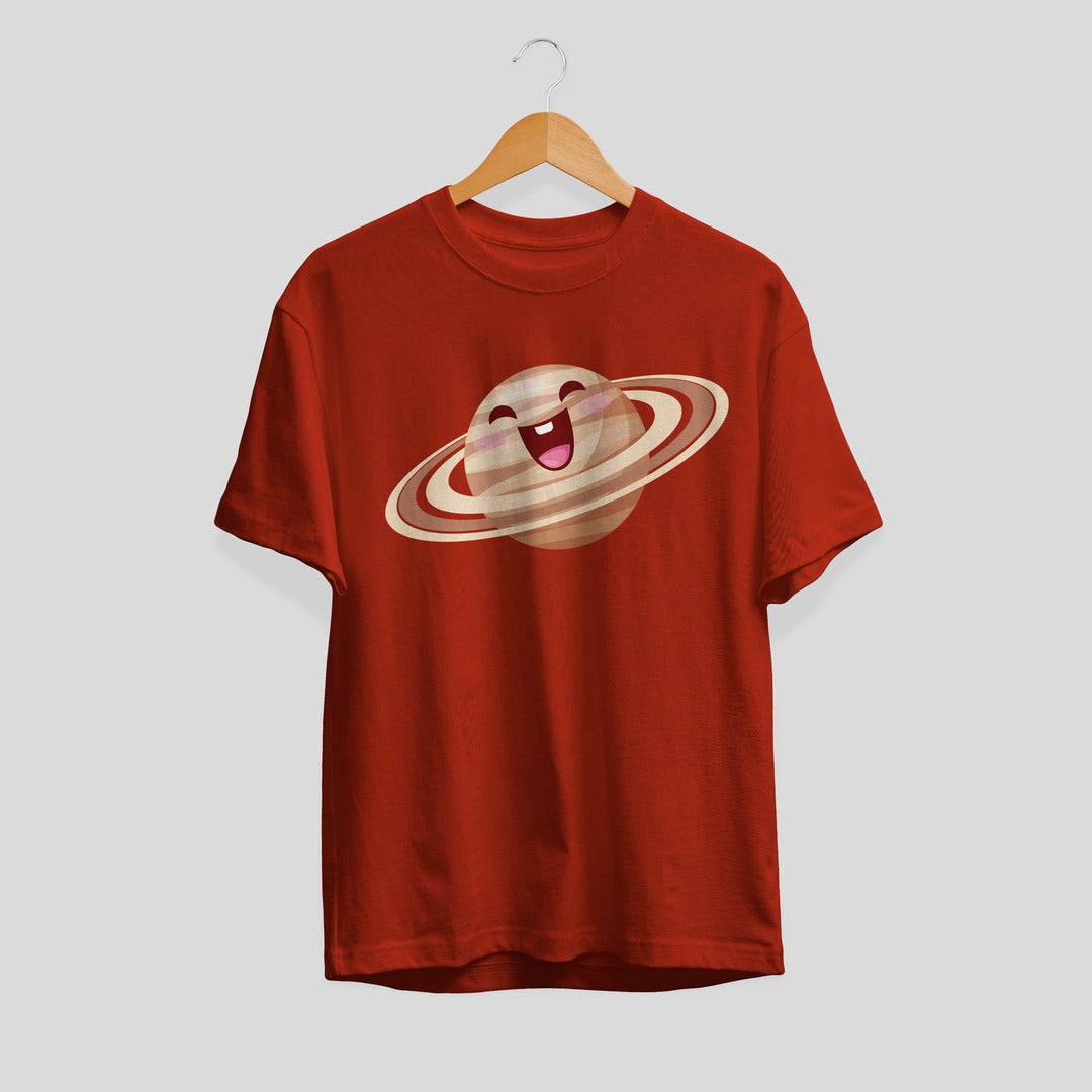 Saturn Cartoon science tee front graphic – Fourth Dimension Club